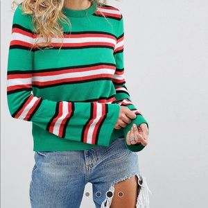 ASOS Striped Sweater with Fluted Sleeve